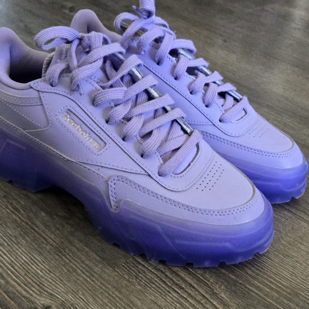 Limited Edition Reebok Club C Cardi Womens 4.5 Purple Platform Sneakers - Picture 6 of 11